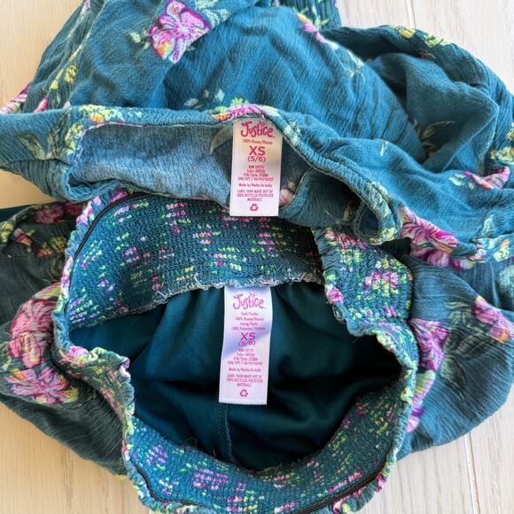 Justice Girls XS 2-Piece Teal Surplice Smocked Top & Shorts Set - Picture 3 of 4